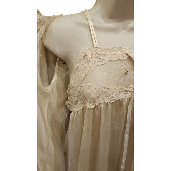 Miss Elaine Peignoir Robe nightgown & Dress Women S Ivory BUTTER SOFT Nylon Lace - Picture 3 of 10
